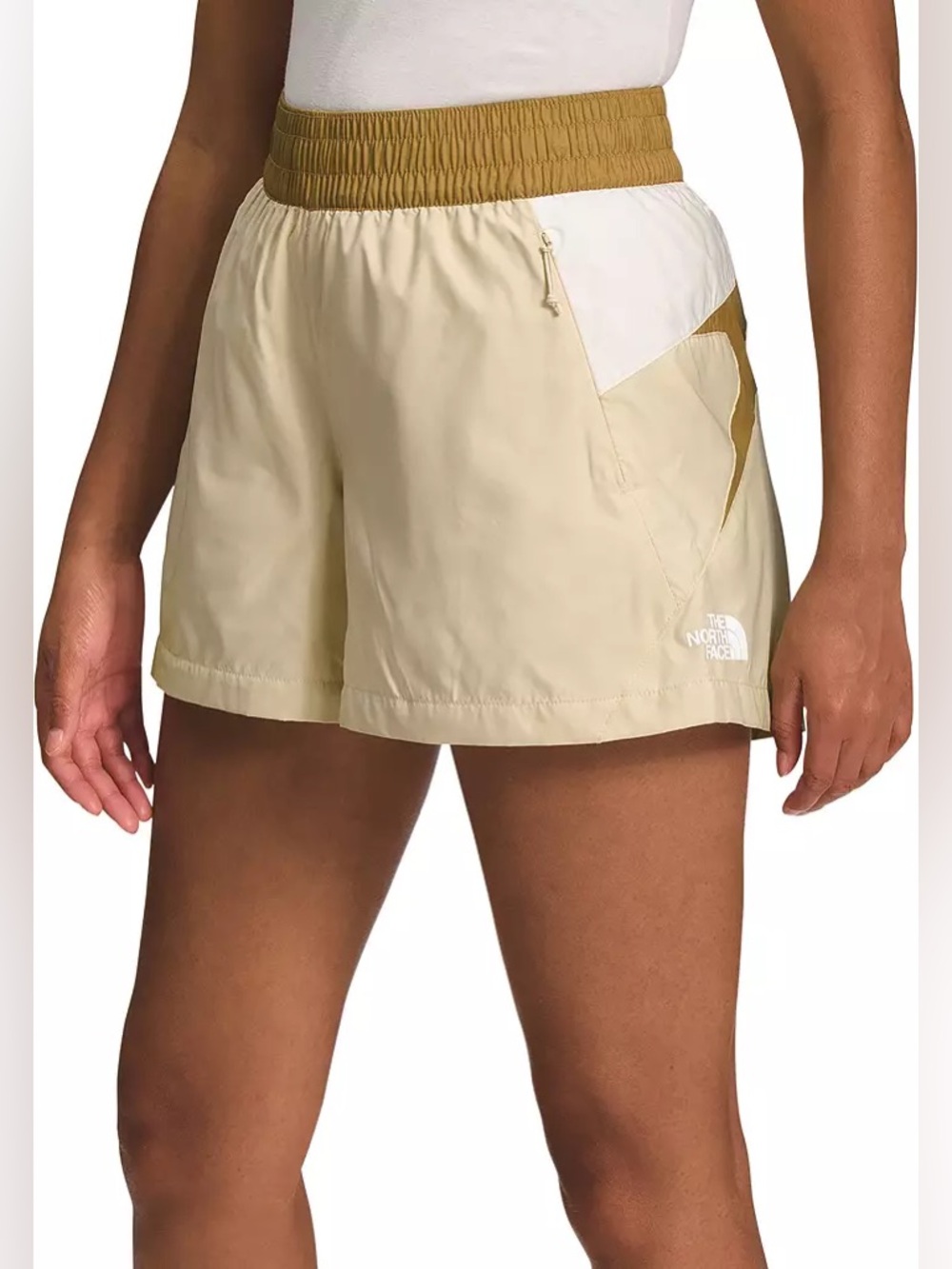 The North Face Women's Athletic Shorts Waistband Gravel/Gardenia White - Size XL